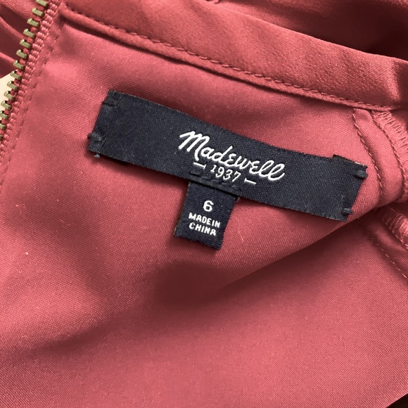 Madewell 100% Silk Cinch Waist Red Dress - Picture 4 of 4